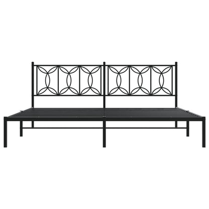 Metal Bed Frame without Mattress with Headboard Black 193x203 cm