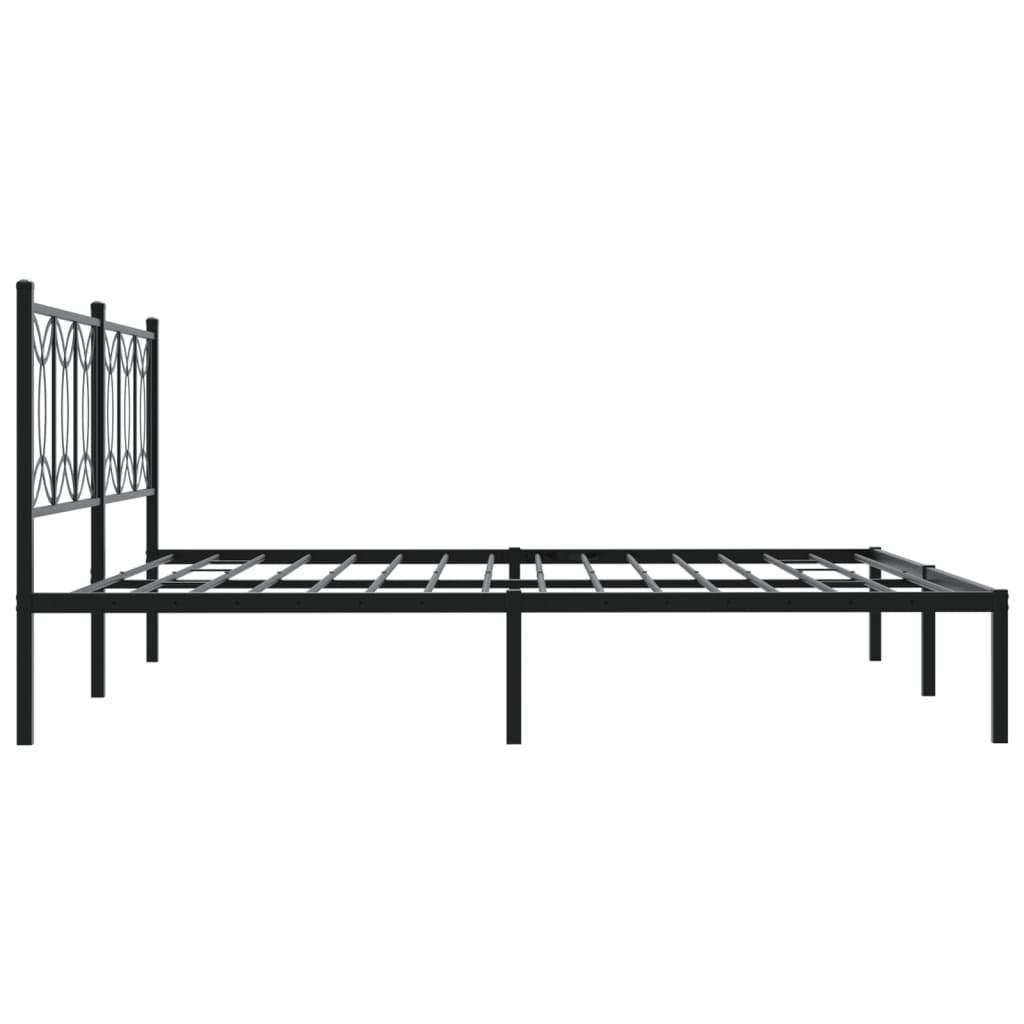 Metal Bed Frame without Mattress with Headboard Black 193x203 cm