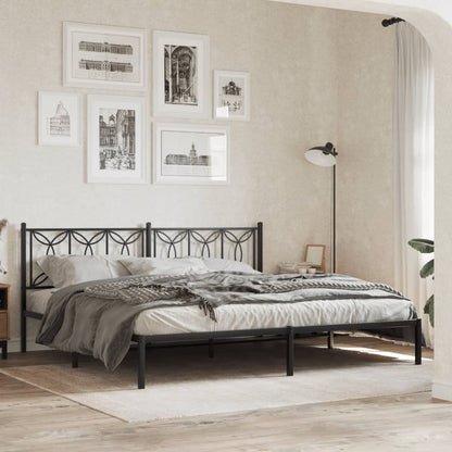 Metal Bed Frame without Mattress with Headboard Black 193x203 cm