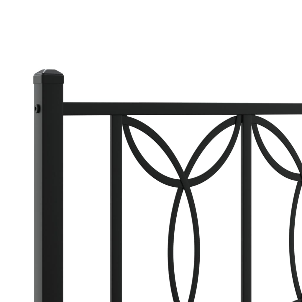 Metal Bed Frame with Headboard and Footboard Black 75x190 cm Small Single