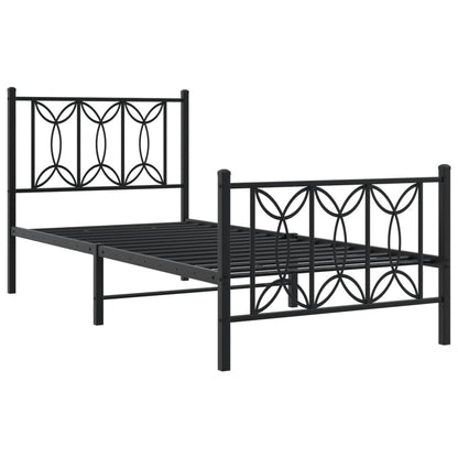 Metal Bed Frame with Headboard and Footboard Black 80x200 cm