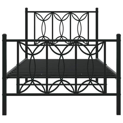 Metal Bed Frame with Headboard and Footboard Black 80x200 cm