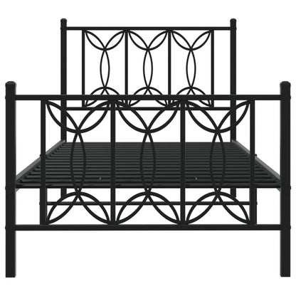 Metal Bed Frame with Headboard and Footboard Black 90x190 cm Single