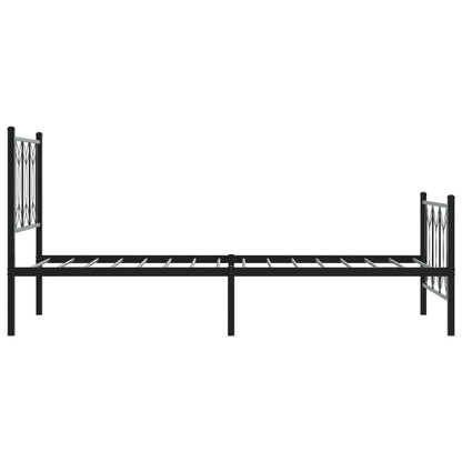 Metal Bed Frame with Headboard and Footboard Black 90x190 cm Single