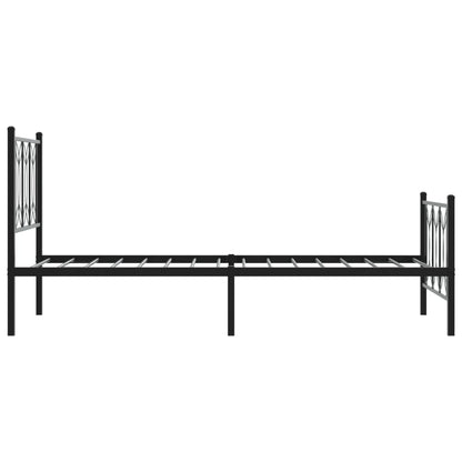 Metal Bed Frame with Headboard and Footboard Black 90x200 cm