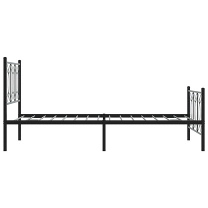 Metal Bed Frame with Headboard and Footboard Black 100x190 cm