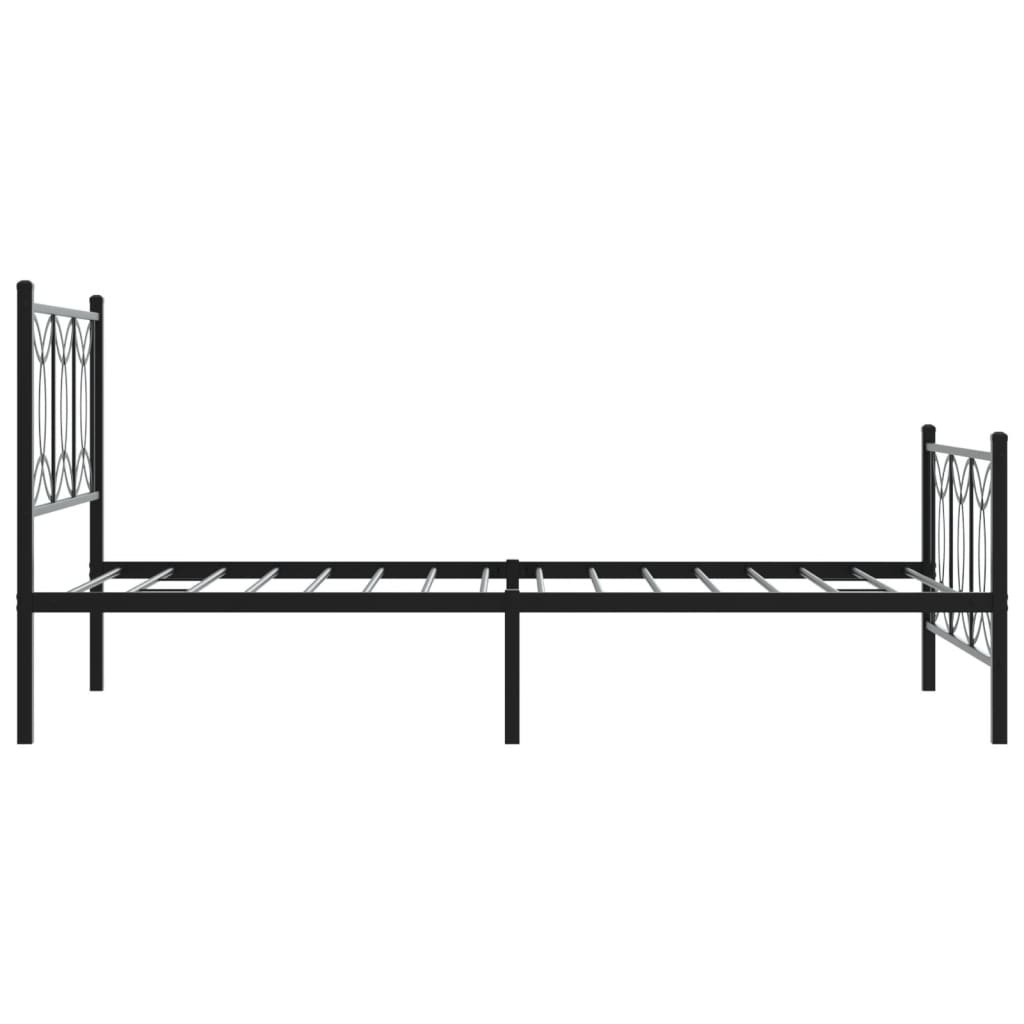 Metal Bed Frame with Headboard and Footboard Black 100x200 cm