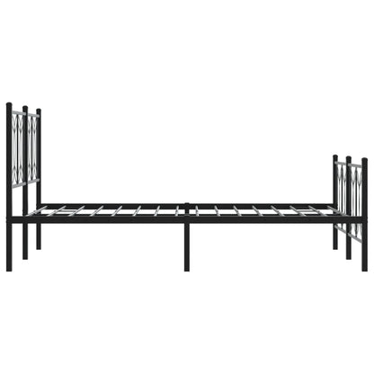 Metal Bed Frame with Headboard and Footboard Black 120x190 cm Small Double