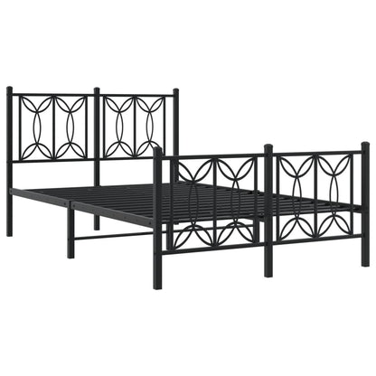 Metal Bed Frame with Headboard and Footboard Black 120x200 cm