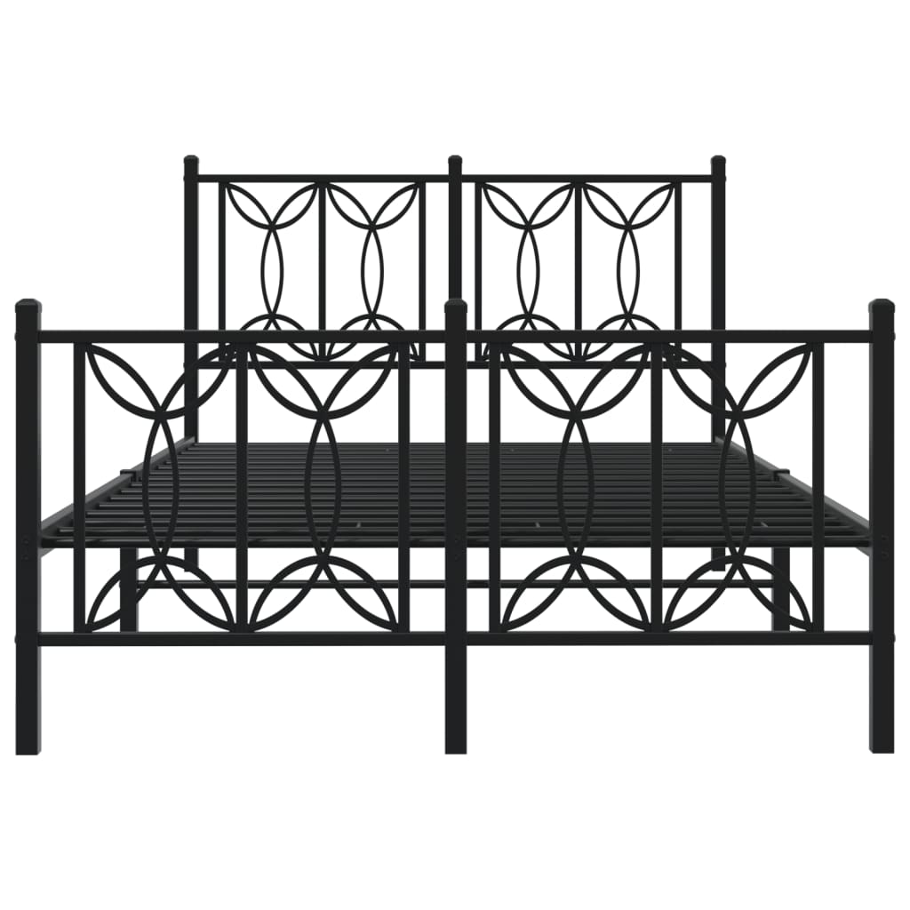 Metal Bed Frame with Headboard and Footboard Black 120x200 cm