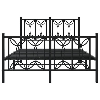 Metal Bed Frame with Headboard and Footboard Black 120x200 cm