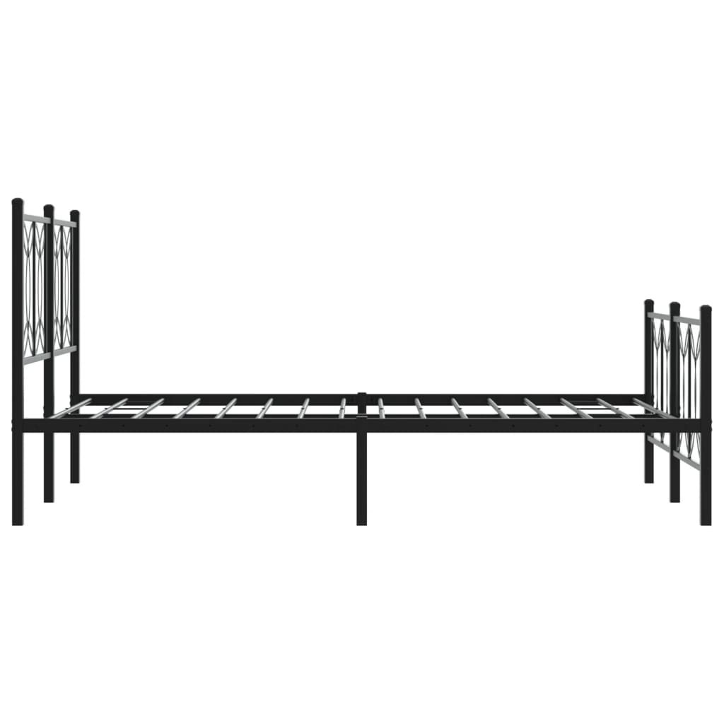 Metal Bed Frame with Headboard and Footboard Black 120x200 cm