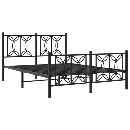 Metal Bed Frame with Headboard and Footboard Black 140x200 cm