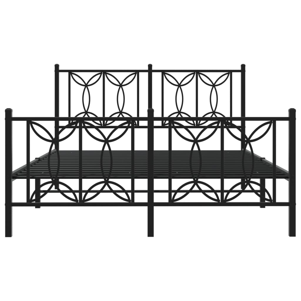 Metal Bed Frame with Headboard and Footboard Black 140x200 cm