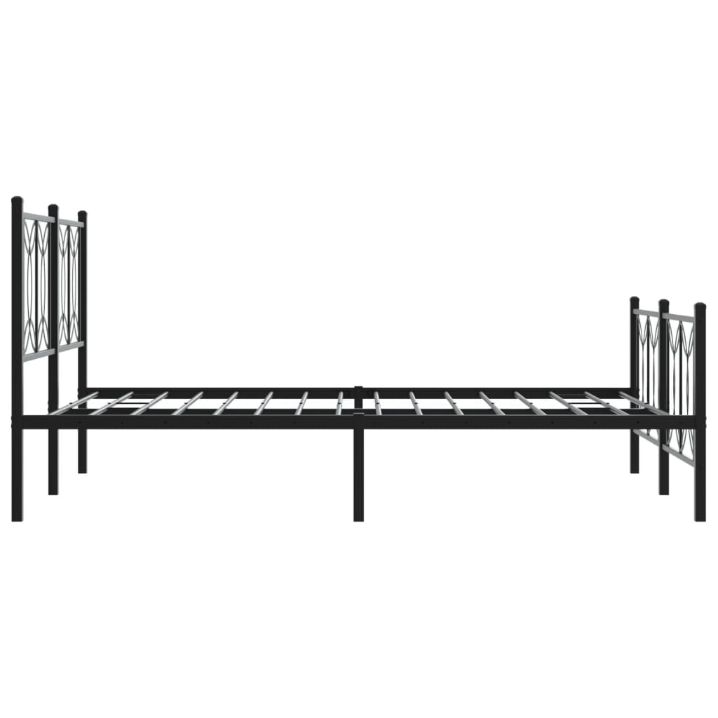 Metal Bed Frame with Headboard and Footboard Black 140x200 cm