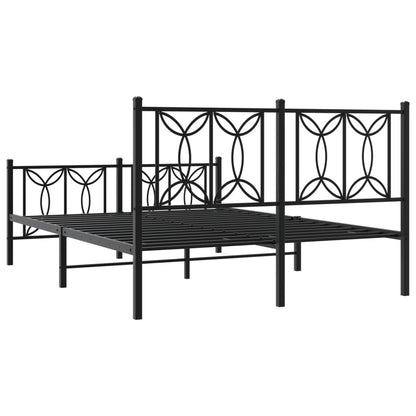 Metal Bed Frame with Headboard and Footboard Black 140x200 cm