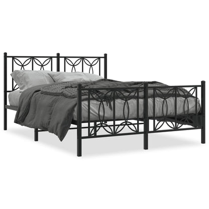 Metal Bed Frame with Headboard and Footboard Black 140x200 cm