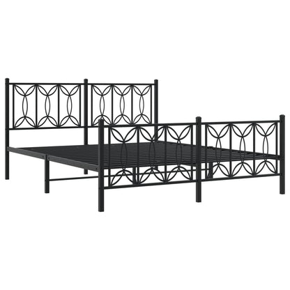 Metal Bed Frame with Headboard and Footboard Black 150x200 cm