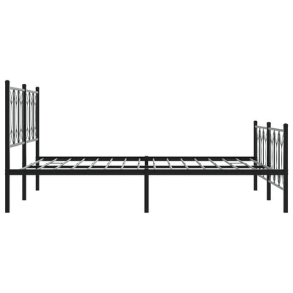 Metal Bed Frame with Headboard and Footboard Black 150x200 cm