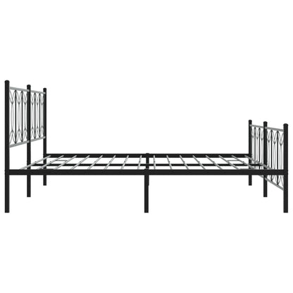 Metal Bed Frame with Headboard and Footboard Black 193x203 cm