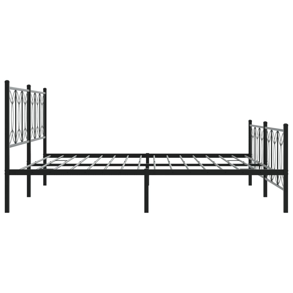 Metal Bed Frame with Headboard and Footboard Black 200x200 cm