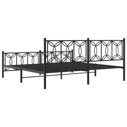 Metal Bed Frame with Headboard and Footboard Black 200x200 cm