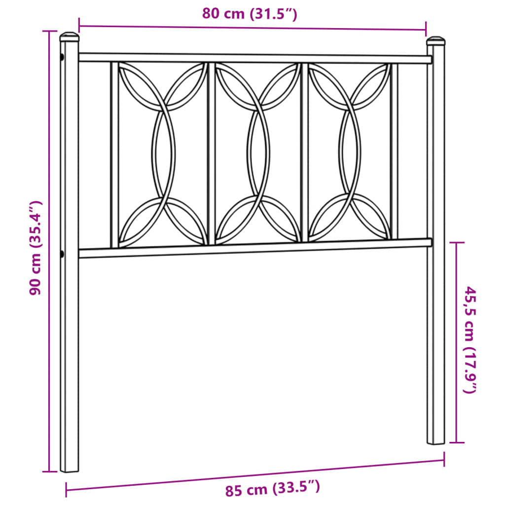 Metal Headboard Black 80 cm