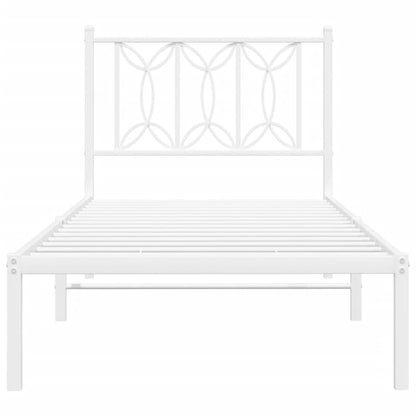 Metal Bed Frame with Headboard White 75x190 cm Small Single