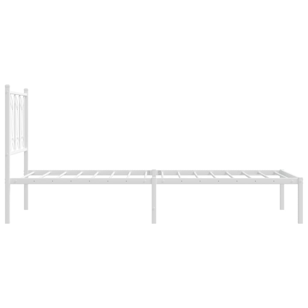 Metal Bed Frame with Headboard White 75x190 cm Small Single