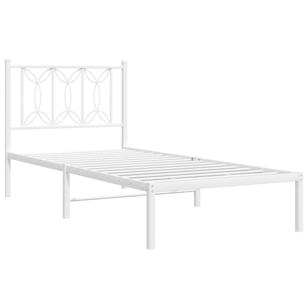 Metal Bed Frame with Headboard White 80x200 cm