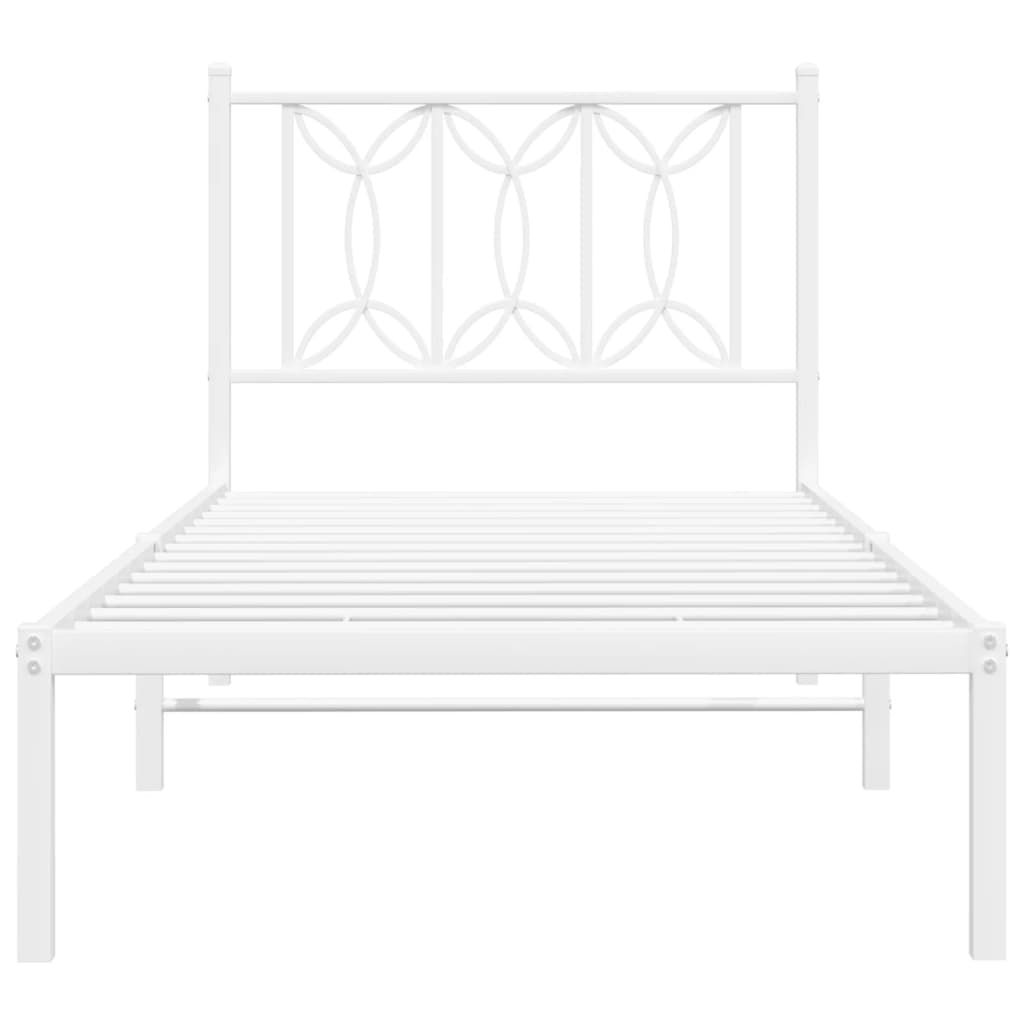 Metal Bed Frame with Headboard White 90x190 cm Single