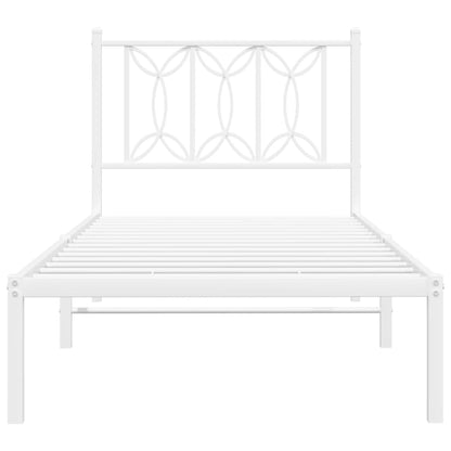 Metal Bed Frame with Headboard White 90x190 cm Single