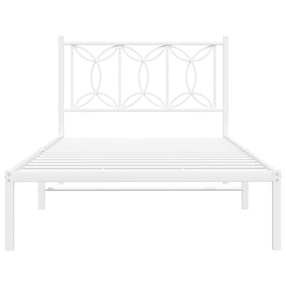 Metal Bed Frame with Headboard White 100x190 cm