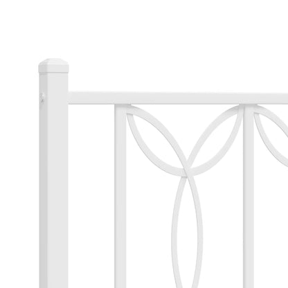 Metal Bed Frame with Headboard White 100x190 cm