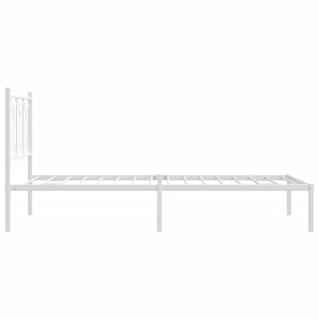 Metal Bed Frame with Headboard White 100x200 cm