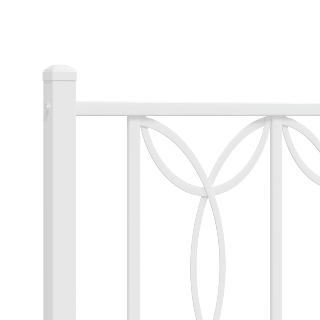 Metal Bed Frame with Headboard White 100x200 cm