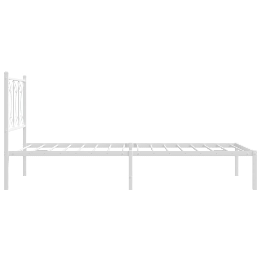 Metal Bed Frame with Headboard White 107x203 cm