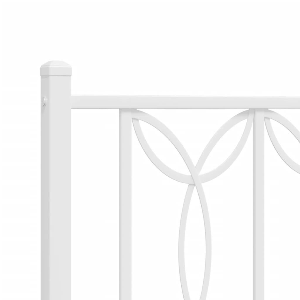 Metal Bed Frame with Headboard White 107x203 cm