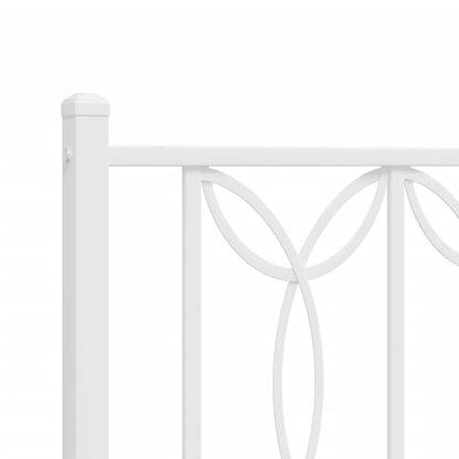 Metal Bed Frame with Headboard White 107x203 cm