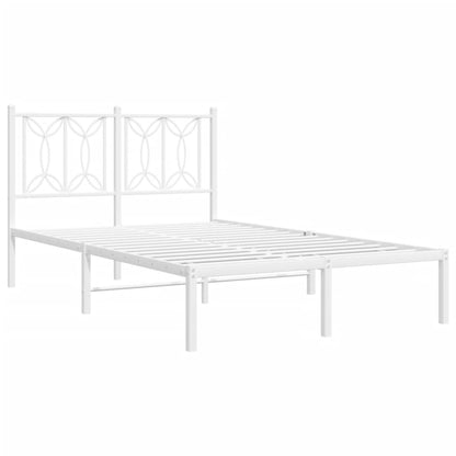 Metal Bed Frame with Headboard White 120x190 cm Small Double