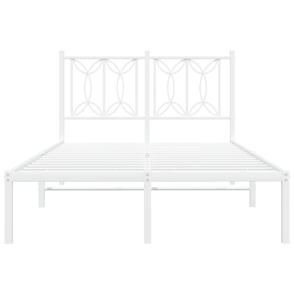 Metal Bed Frame with Headboard White 120x190 cm Small Double