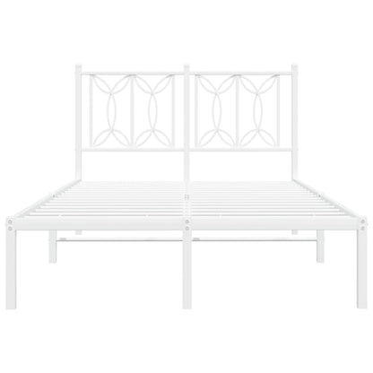 Metal Bed Frame with Headboard White 120x190 cm Small Double