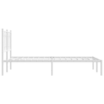 Metal Bed Frame with Headboard White 120x190 cm Small Double