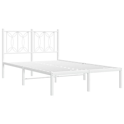 Metal Bed Frame with Headboard White 120x200 cm