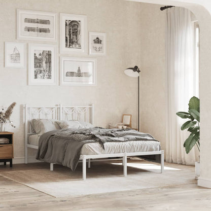 Metal Bed Frame with Headboard White 120x200 cm