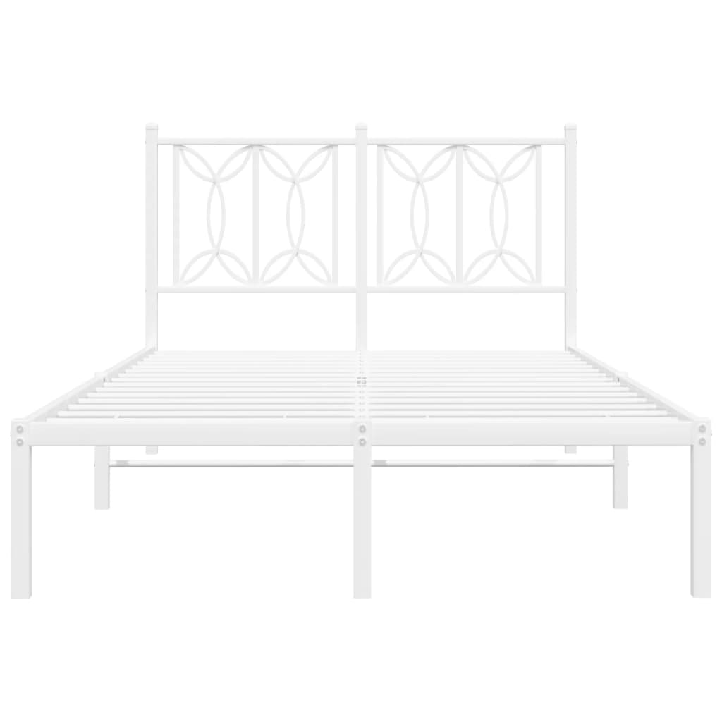 Metal Bed Frame with Headboard White 120x200 cm