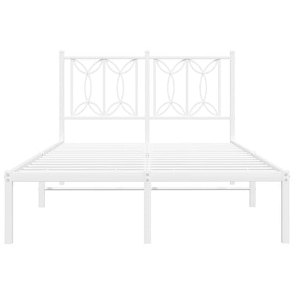 Metal Bed Frame with Headboard White 120x200 cm