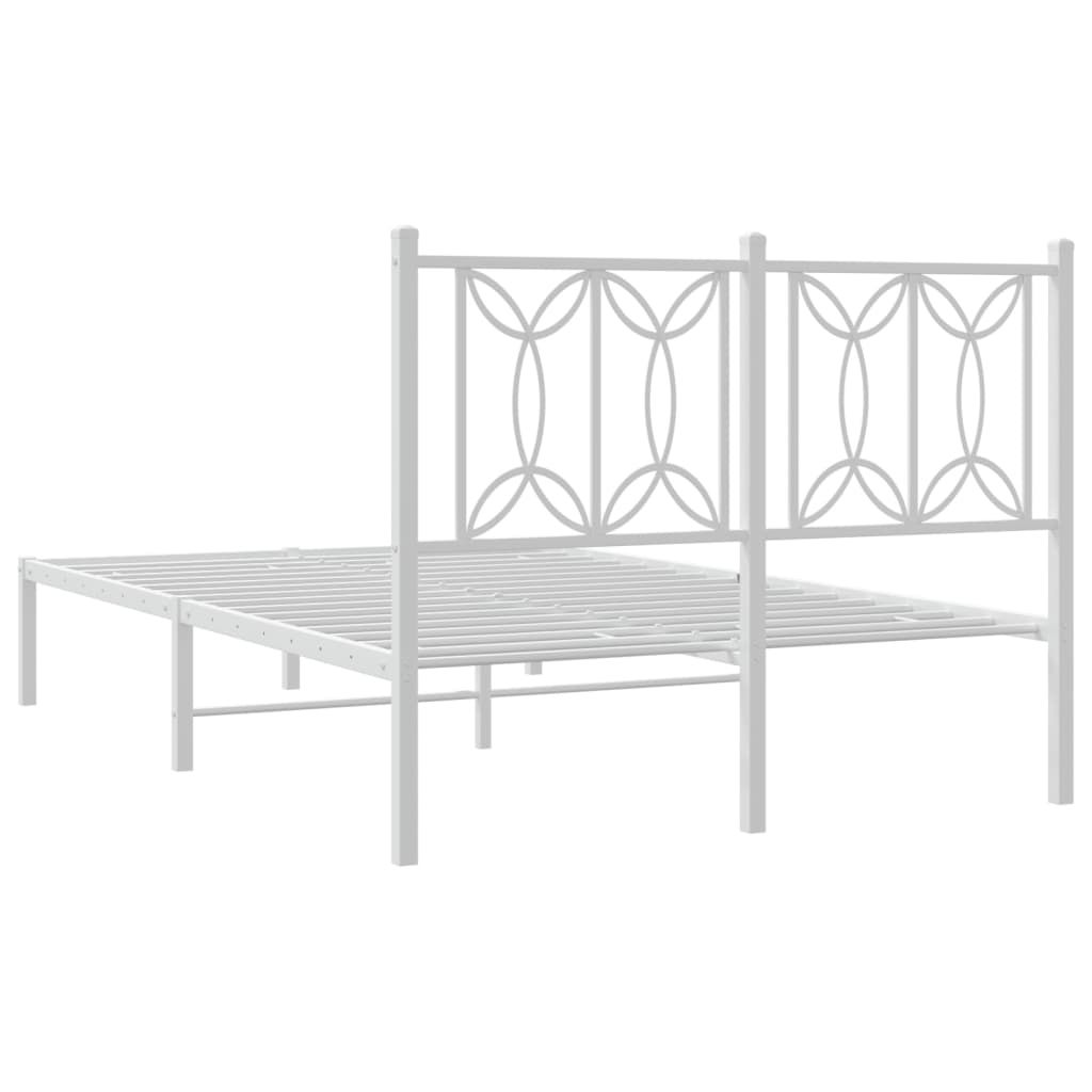 Metal Bed Frame with Headboard White 120x200 cm