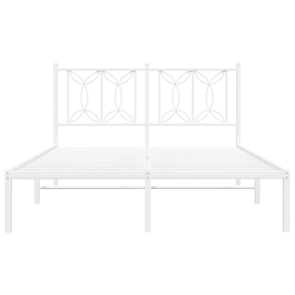 Metal Bed Frame with Headboard White 135x190 cm Double