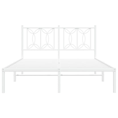 Metal Bed Frame with Headboard White 135x190 cm Double